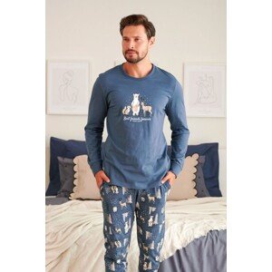 Tmavě modré pánské pyžamo se zvířecím potiskem Velikost: L