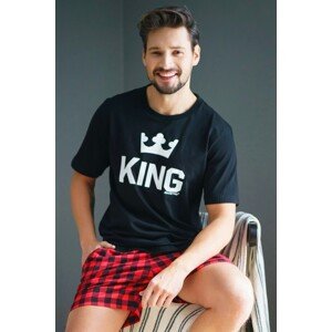 Černo-červené kárované pyžamo King Velikost: 2XL