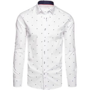 Bílá vypasovaná košile s jemným vzorem DX2515 Velikost: XL