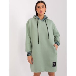 Pistáciové mikinové šaty s kapsami RV-TU-9224.95P-pistachio Velikost: S/M