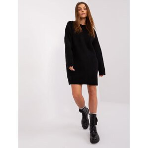 Černé svetrové šaty LC-SK-0568.01P-black Velikost: ONE SIZE