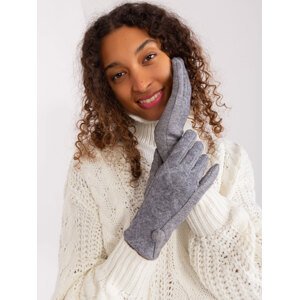 Šedé rukavice s ozdobným knoflíkem -AT-RK-239501.10-dark grey Velikost: L/XL