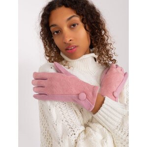 Světle růžové rukavice s ozdobným knoflíkem AT-RK-239501.10-light pink Velikost: S/M