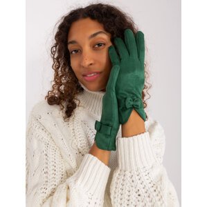 Tmavě zelené rukavice s mašličkou AT-RK-9003A.86-dark green Velikost: L/XL