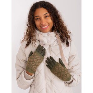 Tmavé khaki vzorované rukavice AT-RK-2310.89-khaki Velikost: L/XL
