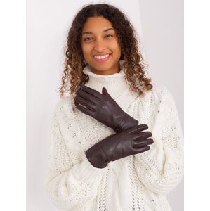 Tmavě hnědé koženkové rukavice AT-RK-239802.28-dark brown Velikost: S/M