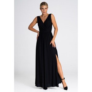 Černé maxi šaty s rozparkem M960 black Velikost: L