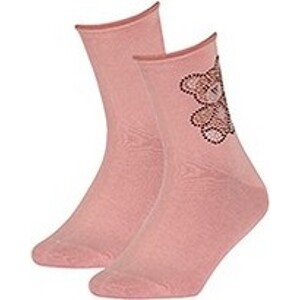Růžové ponožky s motivem medvídka Wola W84.01C wz.009 Aplikacja Velikost: UNI, Barva: Růžová