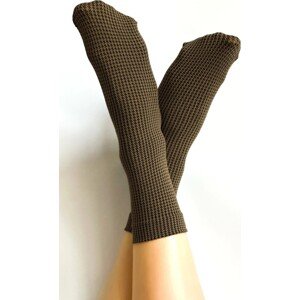 Dámské ponožky s pepitovým vzorem Veneziana Pepitone Velikost: ONE SIZE, Barva: camel