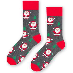 Šedo-červené pánské vánoční ponožky se skřítky Art.136 KL122,  GRAY MELANGE Velikost: 41-43