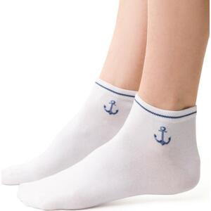 Bílé unisex kotníkové ponožky s kotvičkami Art. 117 YG001,  WHITE Velikost: 35-37
