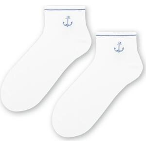 Bílé unisex kotníkové ponožky s kotvičkami Art. 117 YG001,  WHITE Velikost: 41-43