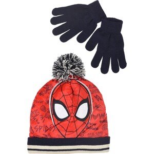 Marvel Spiderman červeno-černý zimní set čepice a rukavic Velikost: 52