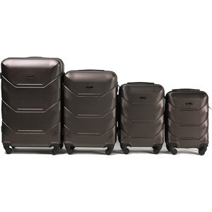 Hnědá sada 4 skořepinových kufrů 147, Luggage 4 sets (L,M,S,XS) Wings, Coffee Velikost: Sada kufrů