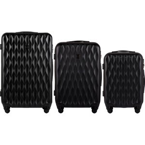 Černá sada tří cestovních kufrů s krouceným vzorem WHITE EAGLE TD190-3 KPL, Luggage 3 sets (L,M,S) Wings, Black Velikost: Sada kufrů
