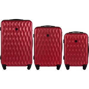 Červená sada tří cestovních kufrů s krouceným vzorem WHITE EAGLE TD190-3 KPL, Luggage 3 sets (L,M,S) Wings, Dark Red Velikost: Sada kufrů