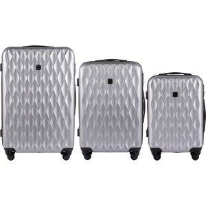 Stříbrná sada tří cestovních kufrů s krouceným vzorem WHITE EAGLE TD190-3 KPL, Luggage 3 sets (L,M,S) Wings, Silver Velikost: Sada kufrů
