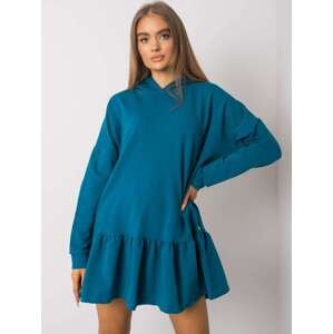 Modré dámské mikinové šaty s volánem RV-SK-7184.22X-sea Velikost: L/XL