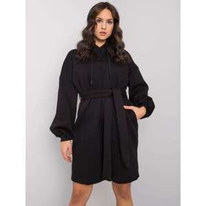 Černé mikinové šaty Raella s kapucí a opaskem RV-SK-7253.13-black Velikost: L/XL