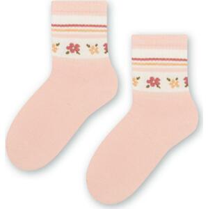 Růžové ponožky pro dívky s květinovým motivem Art.014 DM448,  PINK Velikost: 26-28