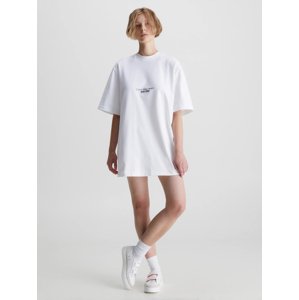 Calvin Klein dámské bílé šaty MOTION FLORAL AW T-SHIRT DRESS - M (YAF)