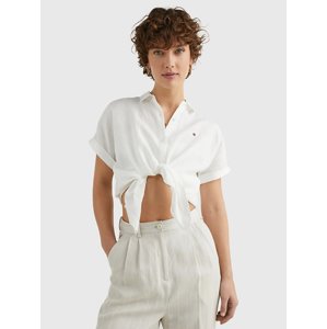 Tommy Hilfiger dámská bílá lněná košile  - 38 (YBL)