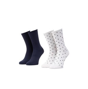 Tommy Hilfiger dámské bílé a modré ponožky 2 pack Dot - 39/42 (WHI)