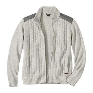Pletený svetr s ramenními vsadkami z imitace semiše