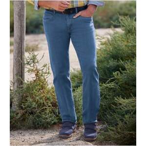 Pohodlné modré strečové džíny rovného střihu Regular