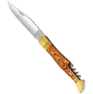 Nůž s dřevěnou střenkou a zabudovanou vývrtkou*